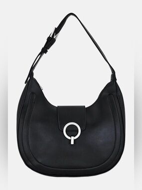 FRENCH CONNECTION BLACK VEGAN LEATHER SHOULDER PURSE